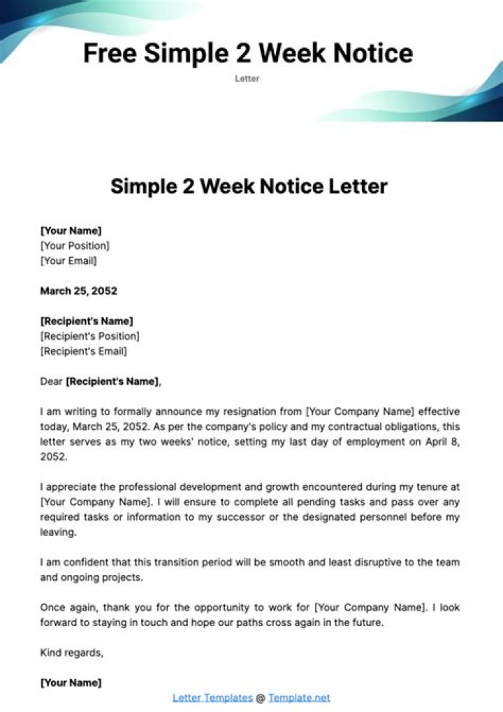 Can you vacation during 2 weeks notice?