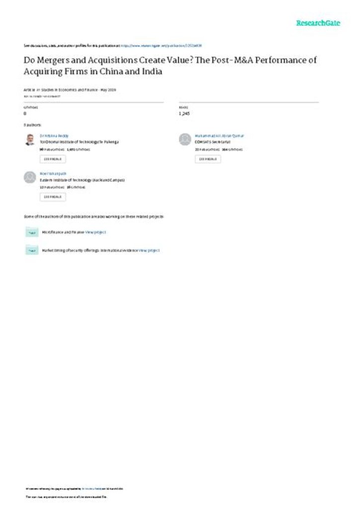 Do mergers create value?