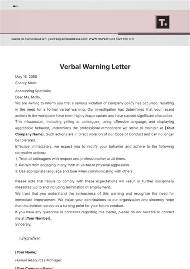Do you get a letter for a verbal warning?