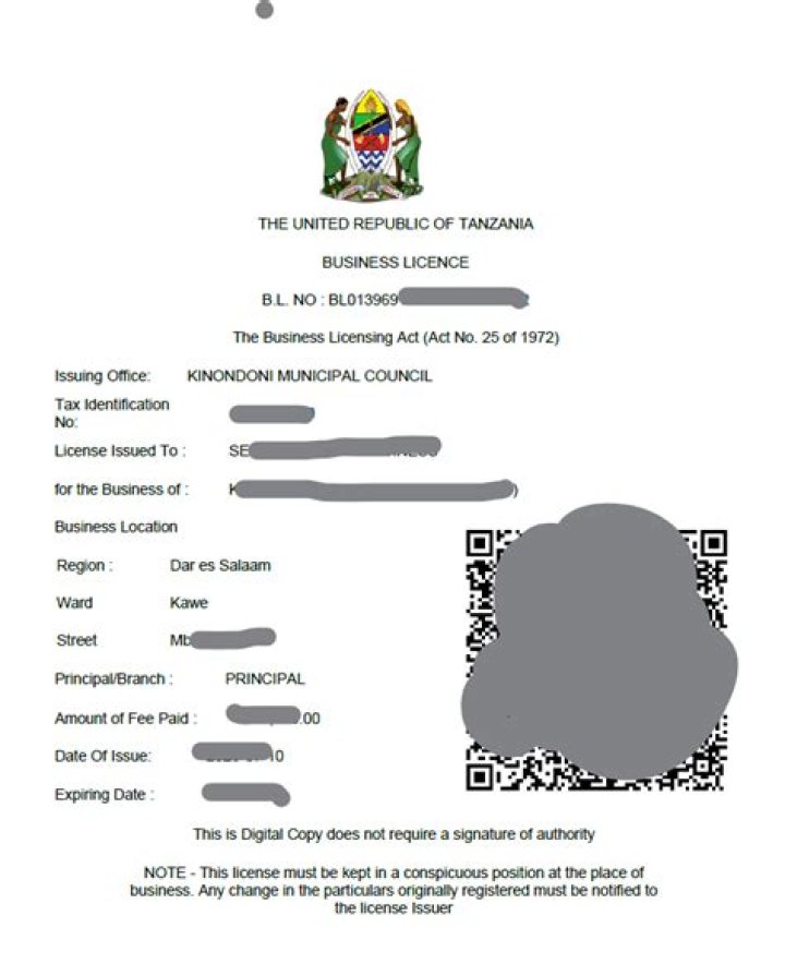 How do I get a business license in Tanzania?