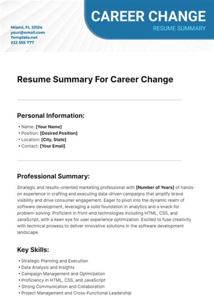 How do I revise my resume for a career change?