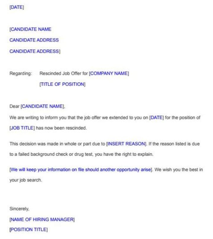How do I write a letter to rescind a job offer?