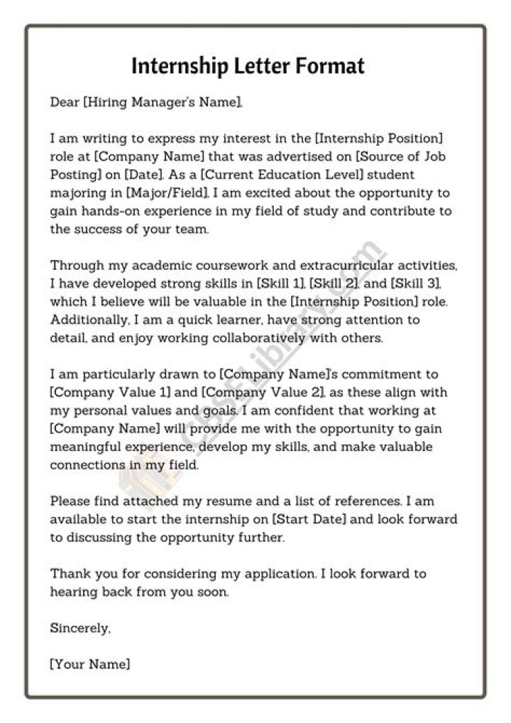 How do I write an internship letter?