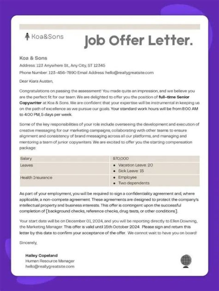 How do I write job offer?