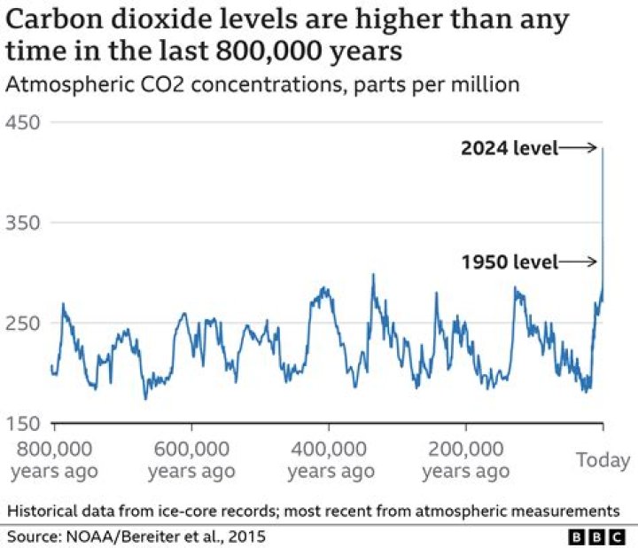 How do scientists know what the carbon dioxide levels have been over the past 800000 years?
