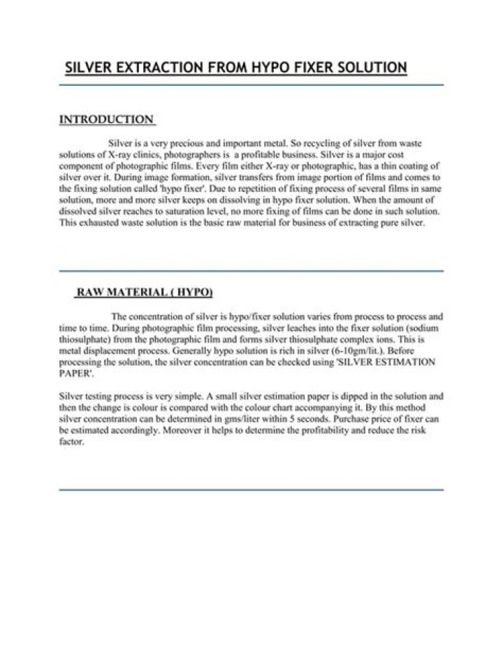 How do you extract silver from fixer solution?