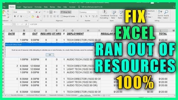 How do you fix Excel running out of resources?