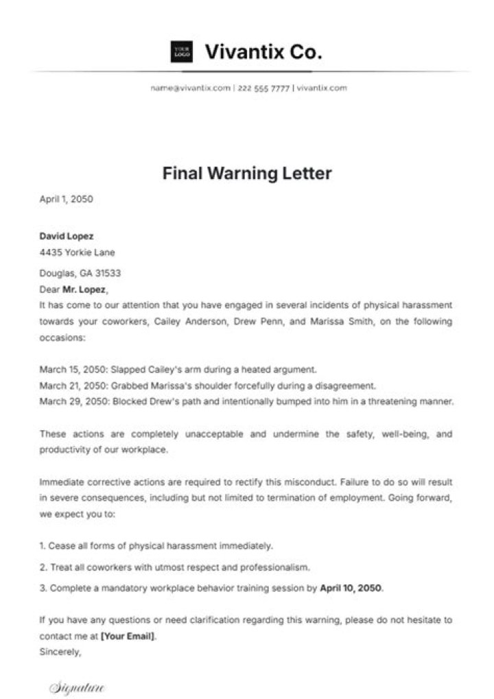 How do you present a final written warning?