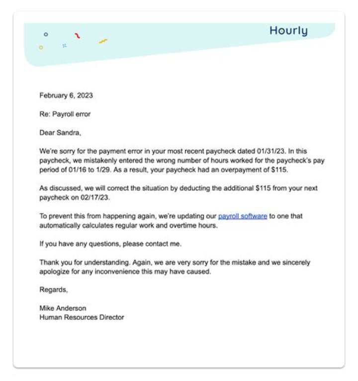 How do you write a overpayment letter?