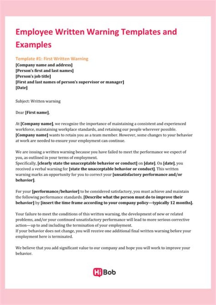 How do you write a written warning to an employee?