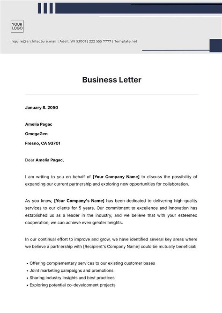 How is a business letter organized?