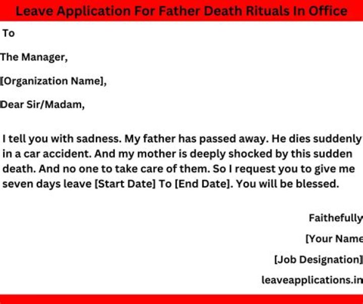 How to leave application for death of father-in-law?