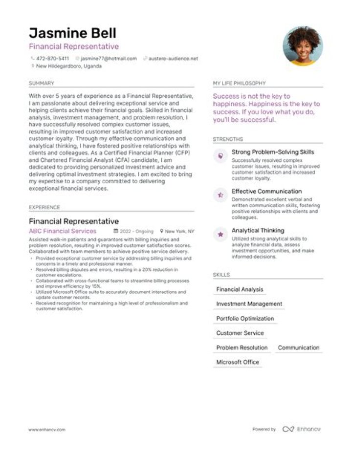 Is a financial representative a good job?