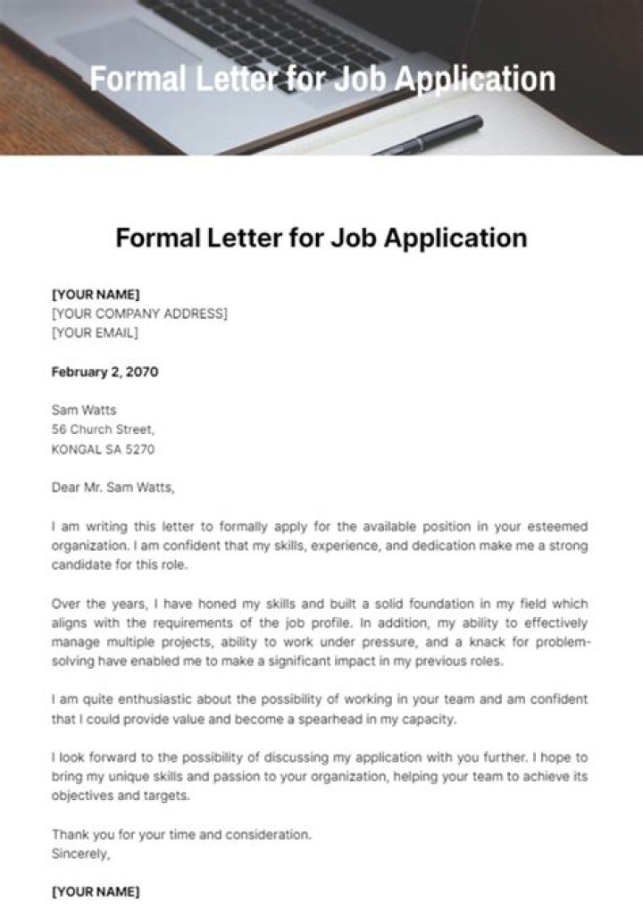 Is application same as formal letter?