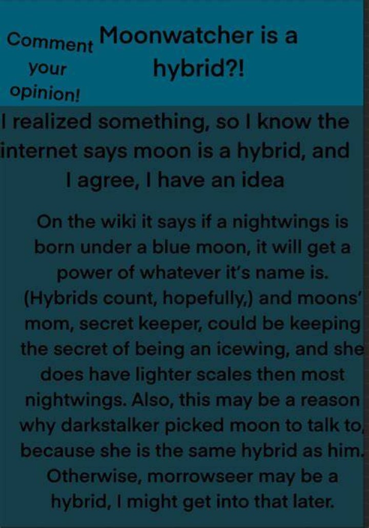 Is Moonwatcher a hybrid?