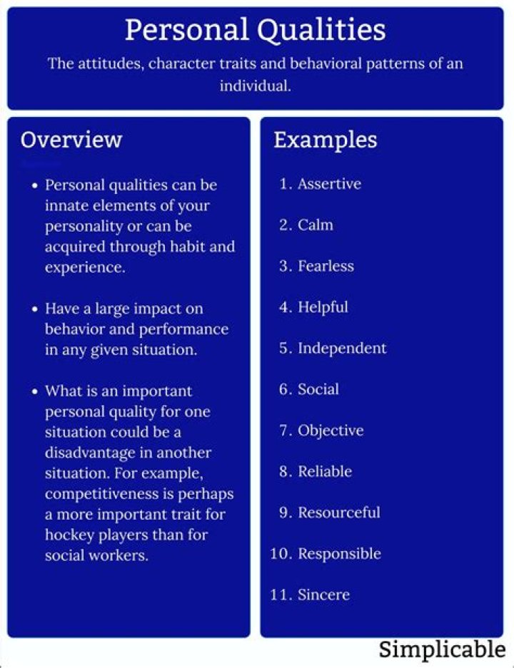 What are 5 personal qualities?