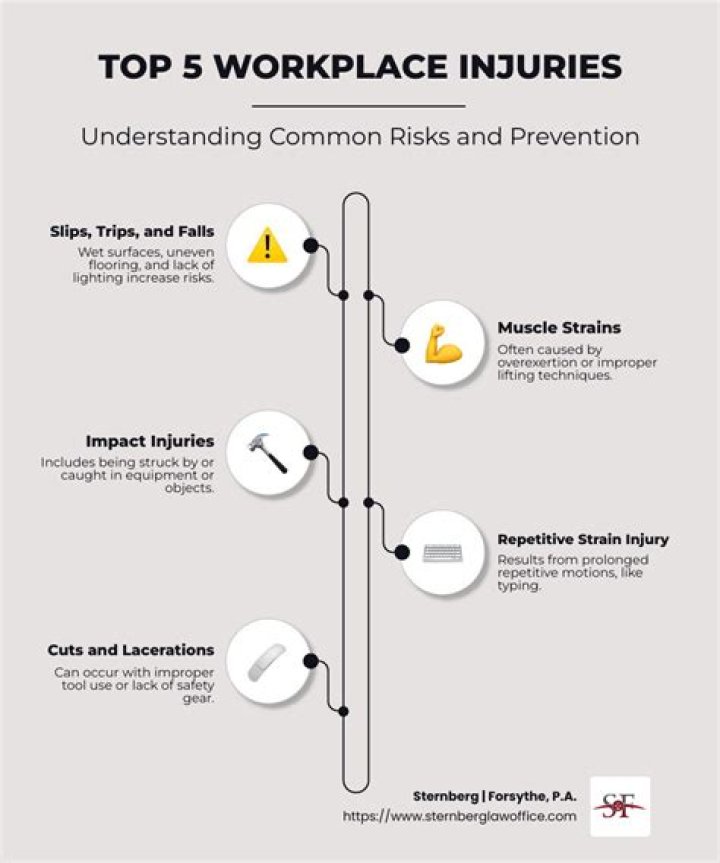 What are the 5 most common work related injuries?
