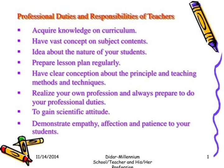 What are the duties and responsibilities of a 1st grade teacher?