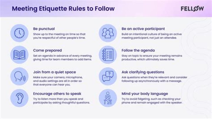 What are the etiquettes to be followed during meetings at the workplace?