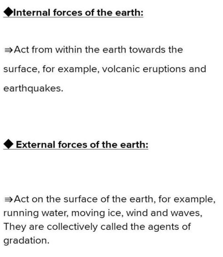 What are the internal and external forces of the earth?