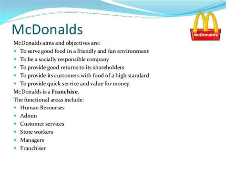 What are the main aims and objectives of McDonalds?
