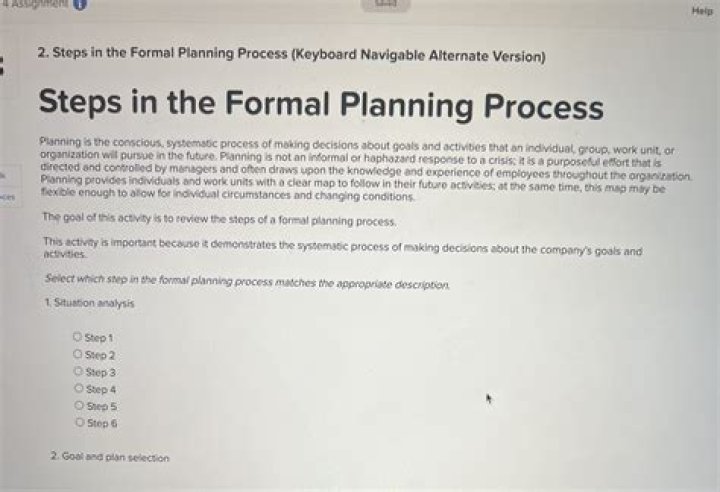 What are the steps in the formal planning process?