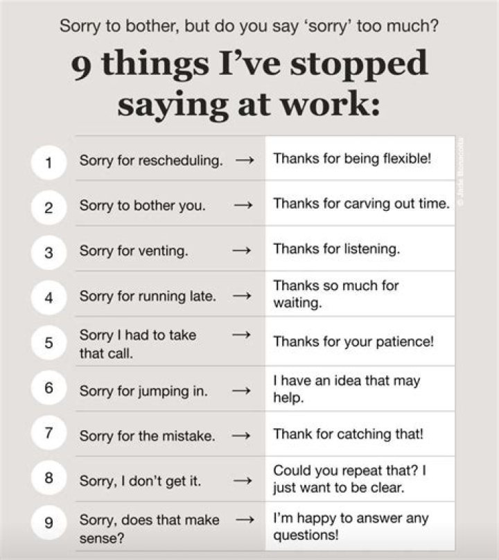 What can I say instead of sorry for work?