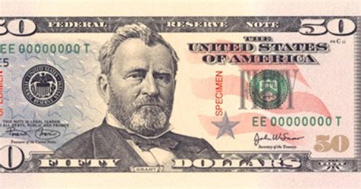 What color is the strip on a 50 dollar bill?