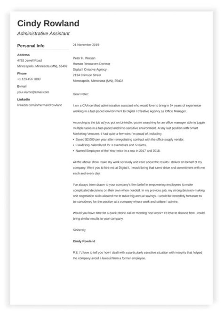 What do you write in a cover letter for a field?