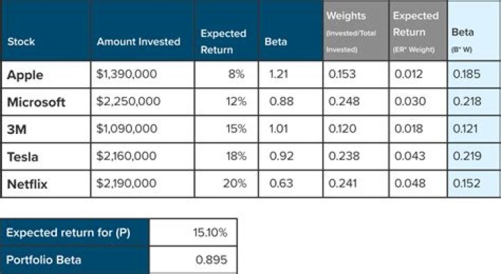 What does a stock beta of 1 mean?