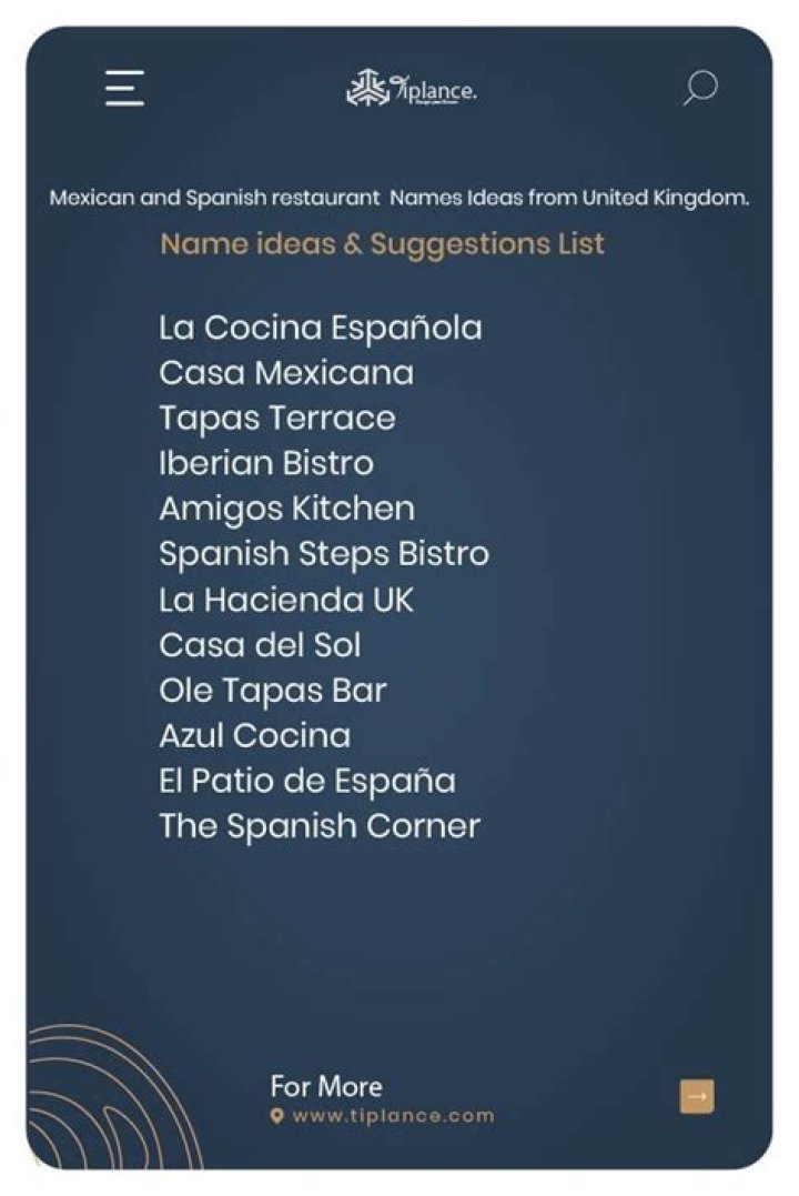 What is a good Spanish restaurant name?