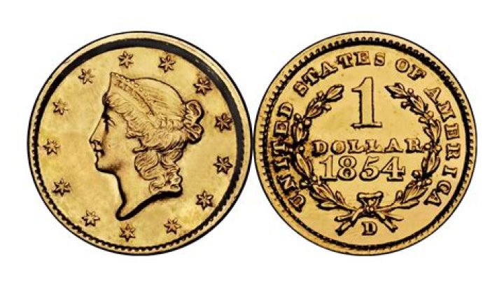 What is an 1854 gold dollar worth?