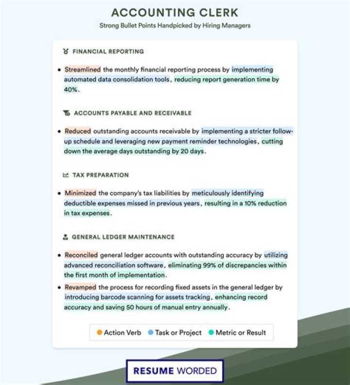 What is an accounting clerk responsibilities?