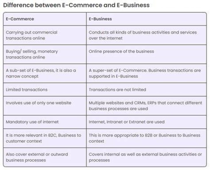 What is difference between E-Commerce and e-business?