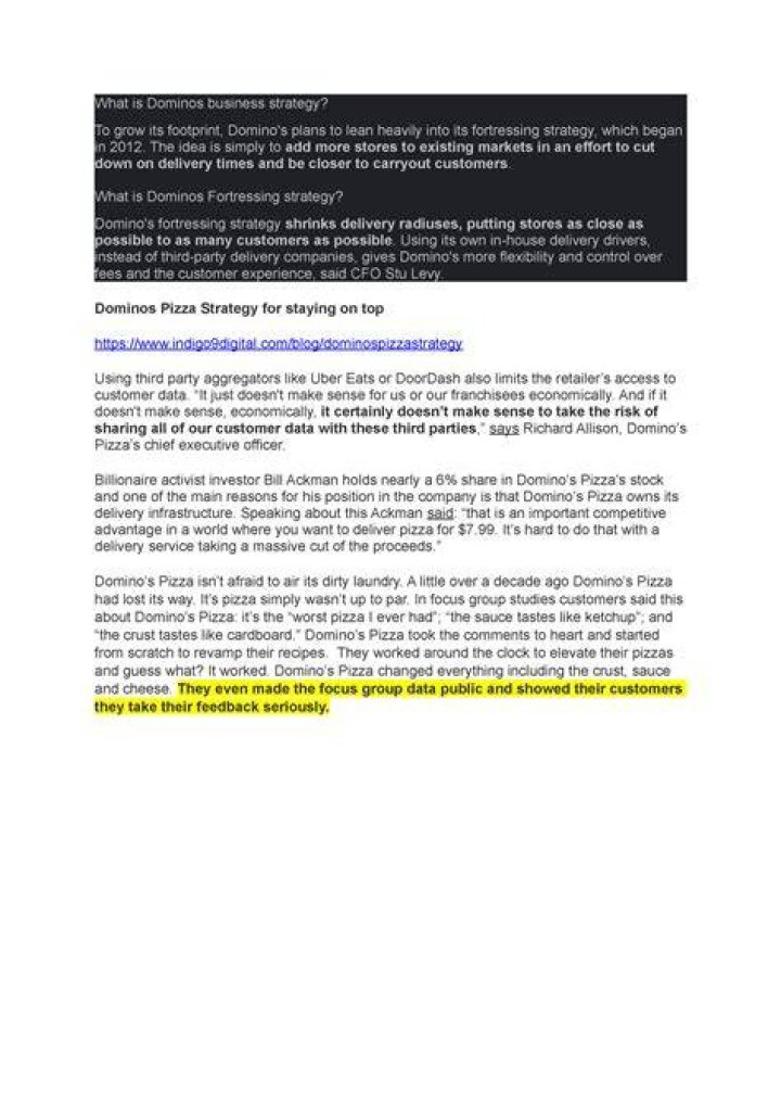 What is dominos business strategy?
