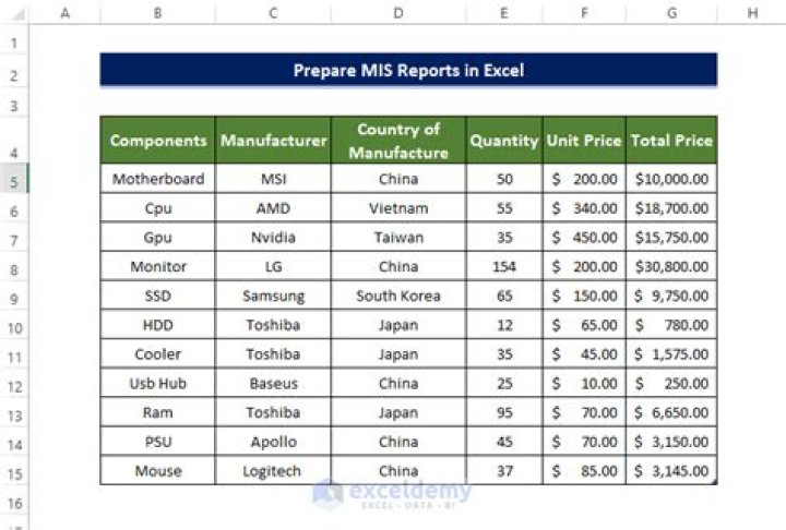 What is MIS report example?