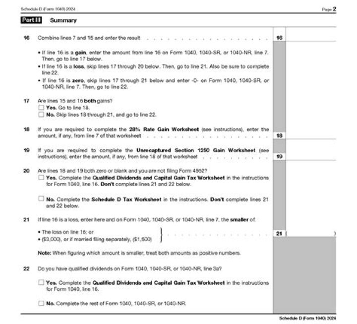 What is Schedule D tax worksheet?