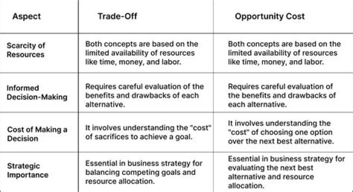 What is the difference between a trade-off and an opportunity cost in economics?