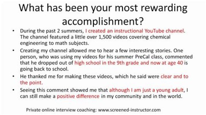 What is your greatest accomplishment question?