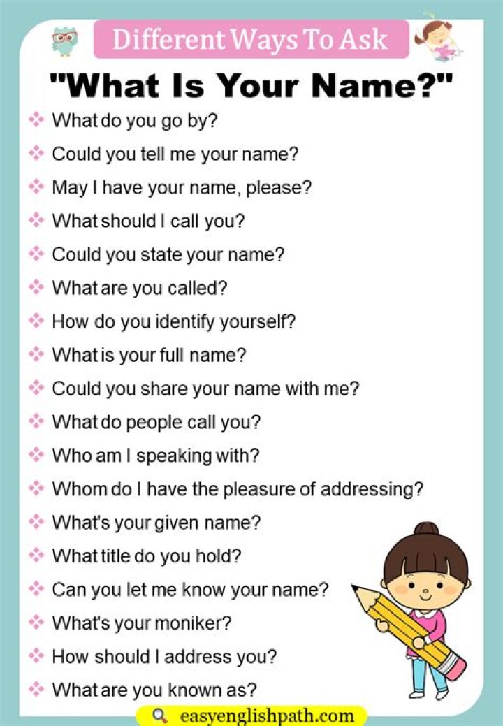What is your name other ways to ask?