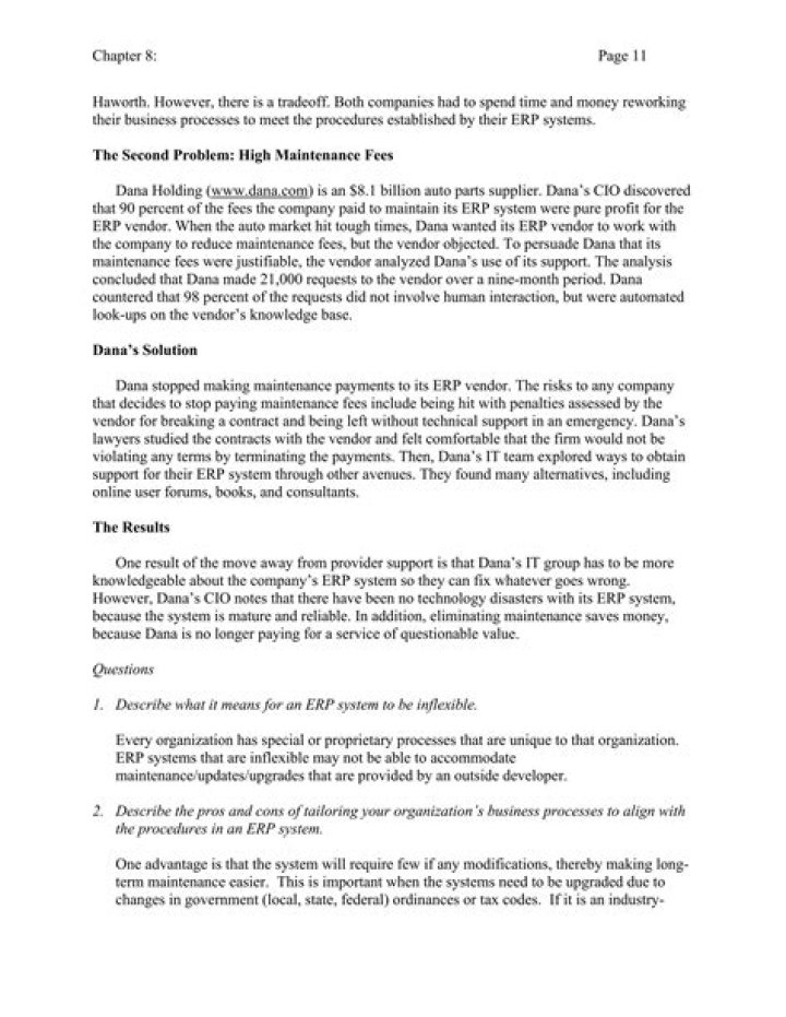 What it means for an ERP system to be inflexible?