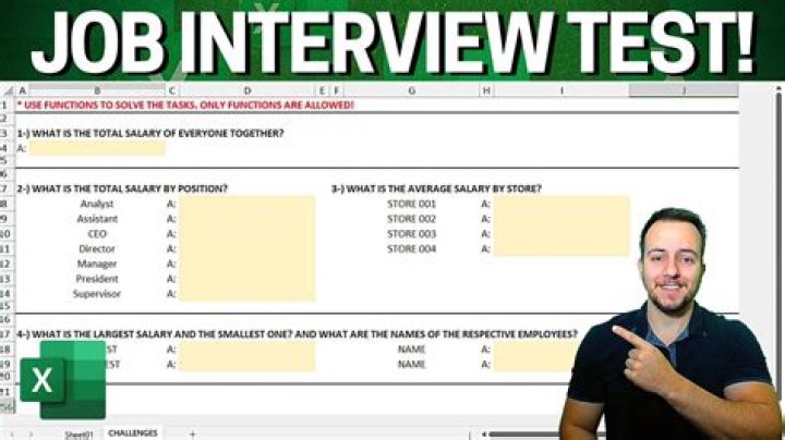 What questions are asked on an Excel test?