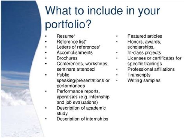 What should a portfolio include?