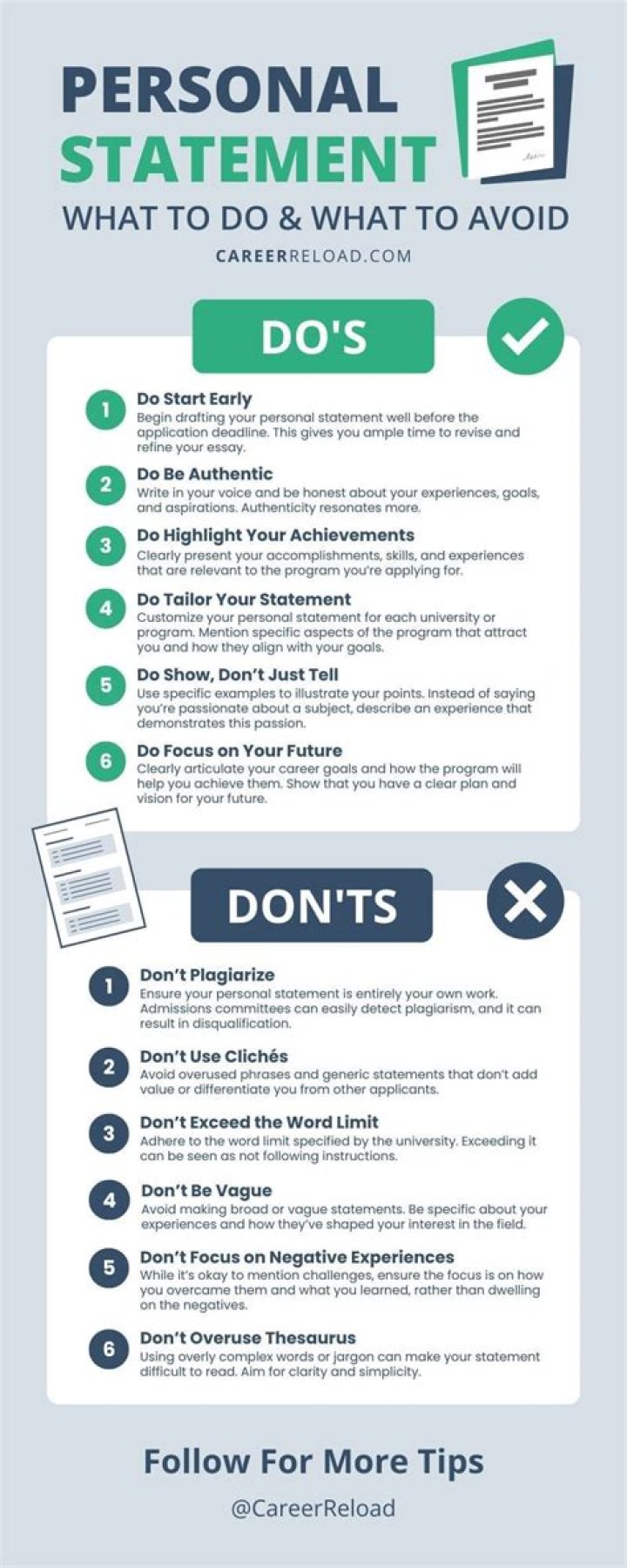 What should I not put in my personal statement?