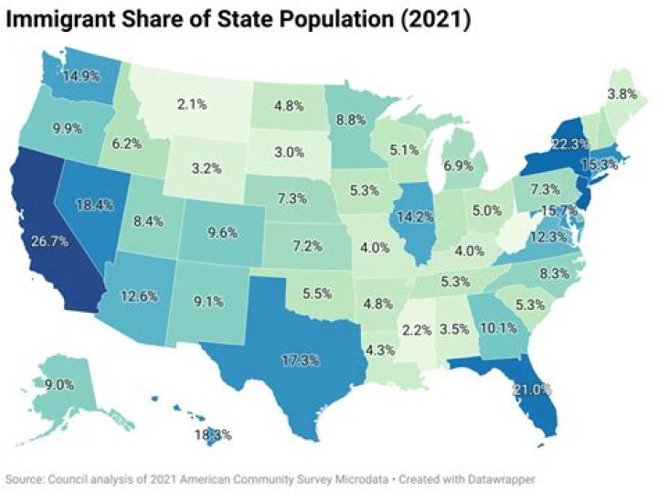 What Southern state has the highest immigrant population?