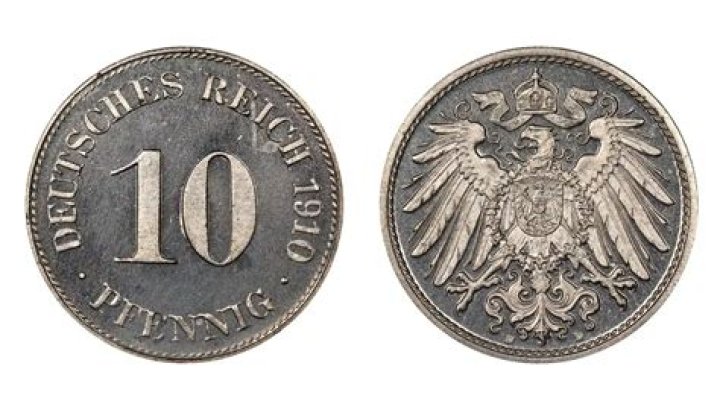 When was the 10 pfennig coin first issued in Germany?