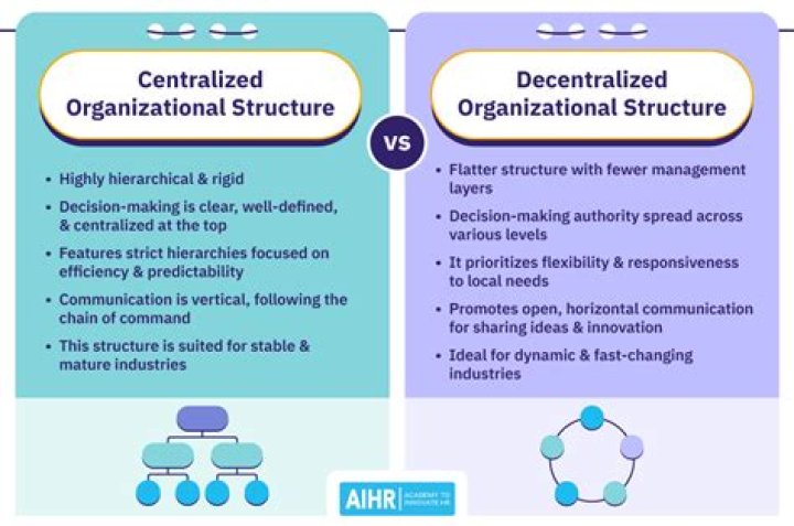Which is better a centralized or a decentralized form of organization Why?