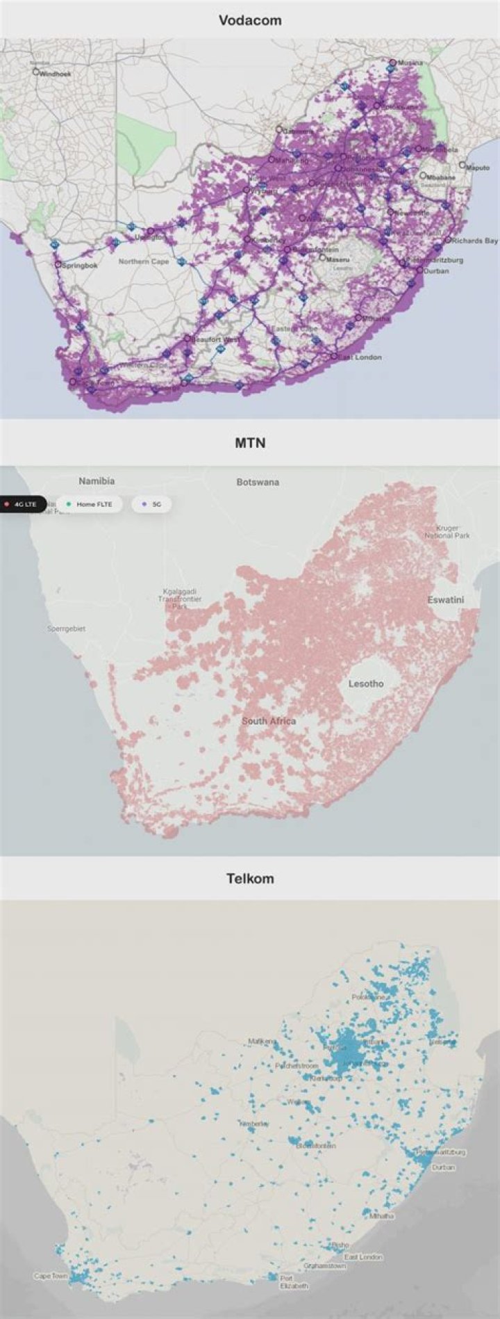 Which network covers largest distance?